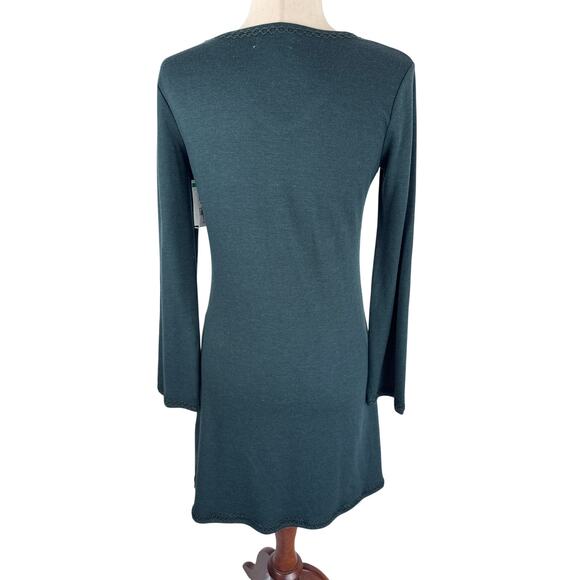 MAX STUDIO SCOOP NECK LONG SLEEVE SWEATER‎ DRESS IN ARMY NWT WOMEN'S SIZE XS - Picture 3 of 12